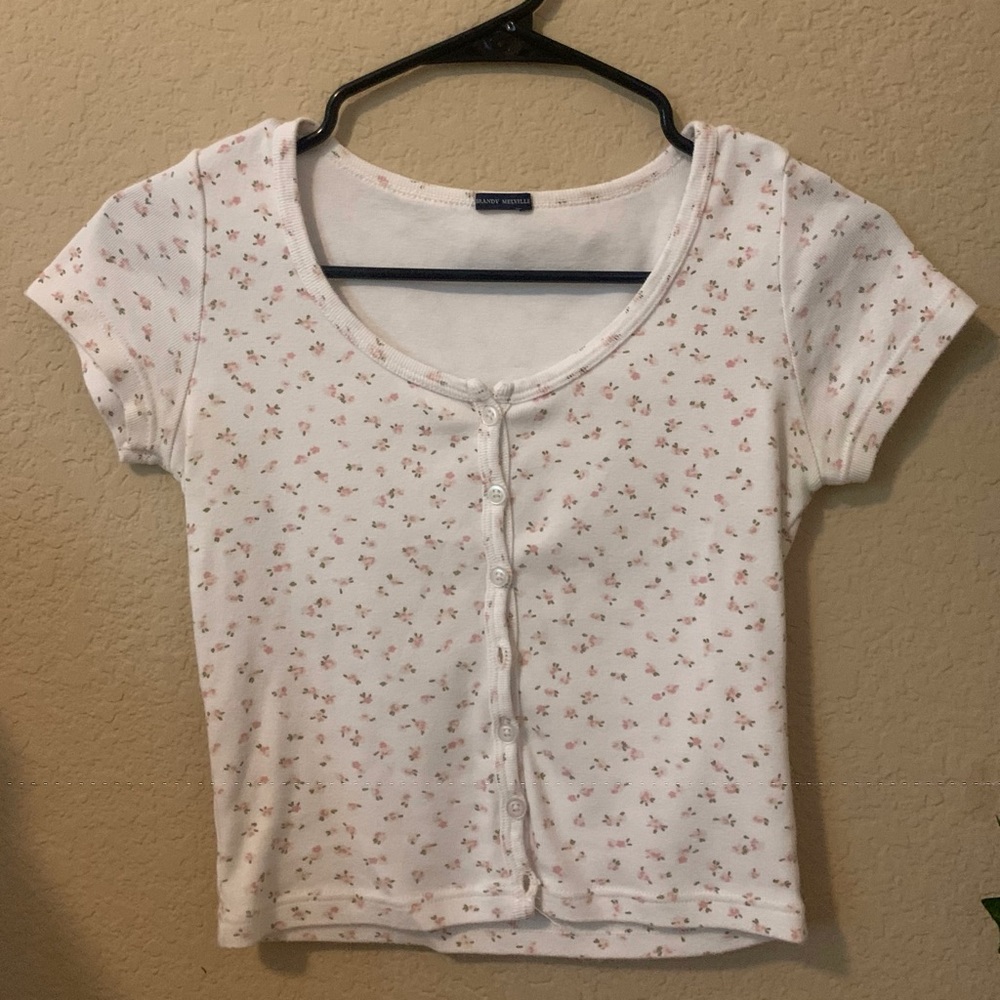 white floral brandy Melville zelly top💞